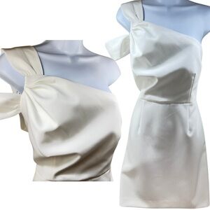 Milly Ivory White One Shoulder Peyton Mini Dress Womens 10